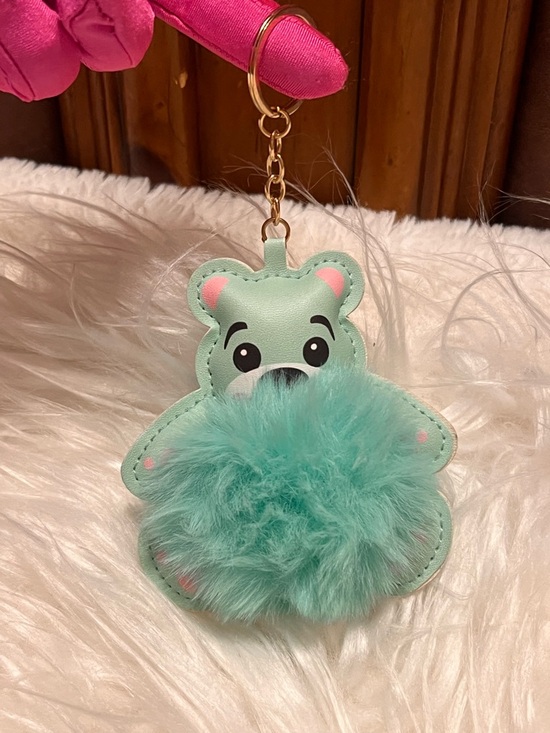 Accessories - Mint Plush Bear Pom Keychain  or bag charm
